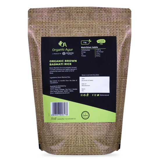 ORGANIC BROWN BASMATI RICE 1Kg